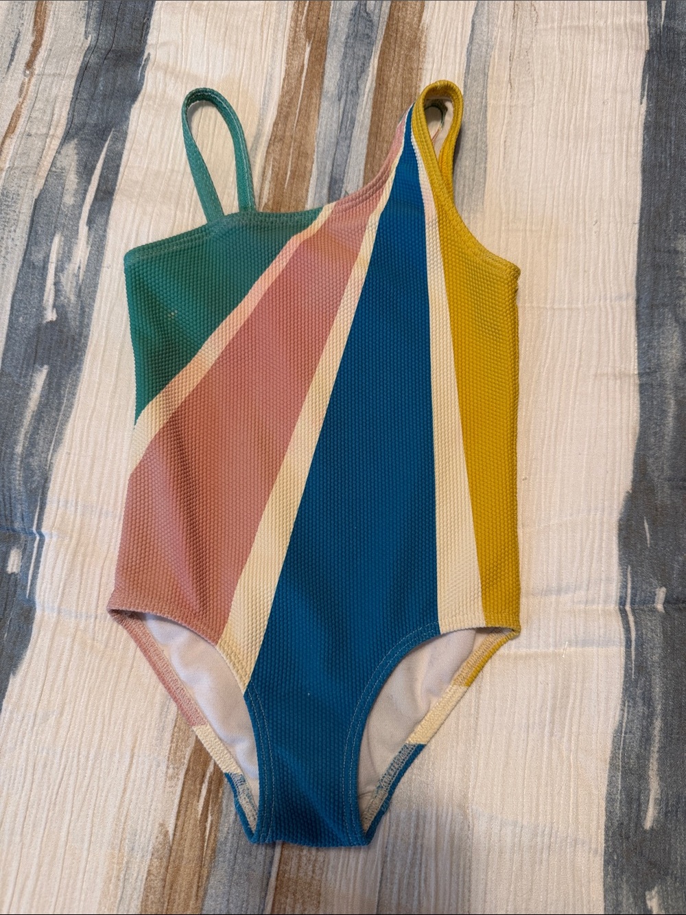 Mini Boden Girls' One-Piece Swimsuit in Green, Pink, Blue & Yellow